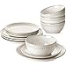 LE TAUCI Set di stoviglie da 12 pezzi, piatti e ciotole in ceramica, adatti per l'inaugurazione della casa (piatto piano da 25,4 cm + insalatiera da 20,3 cm + ciotola per cereali da 737,1 g) x 4 immagine