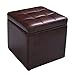 Giantex 16”Cube Ottoman Pouffe Storage Box Lounge Seat Footstools with Hinge Top Home Living Room Bedroom Furniture Footrest Stool Storage Ottoman 16”×16” ×16”with Bottom Feet, Brown