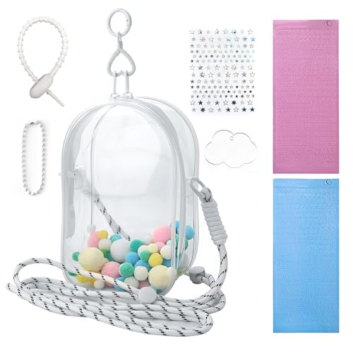 Image of Clear Doll Case with Keychain and Adjustable Strap, Waterproof Crossbody Bag for Blind Box Collectibles - Dustproof PVC Display Cover (Transparent, 6.9inch /17.5cm)