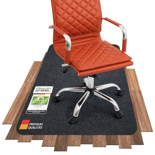 COSYLAND Bodenschutzmatte 90×120 cm, Bürostuhl Unterlage für Hartböden, Kratzfeste Schreibtischstuhl Unterlage/Schutzmatte Boden, Stuhlunterlage (Grau)