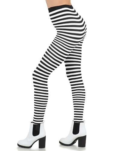 Nylon Striped Tights for Women Opaque Stripe Pantyhose Halloween Cosplay Hose3