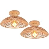 ⛱️ 【 Design Rétro 】: Lustre Plafonnier design bohème, en rotin tressé et bois naturel. Avec son design simple et classique, le luminaire peut s'adapter à la plupart des occasions.