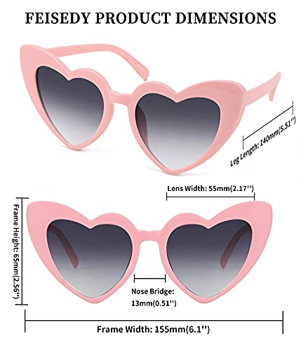 FEISEDY Vintage Heart Shaped Sunglasses Women Stylish Love Eyeglasses B2421-P14