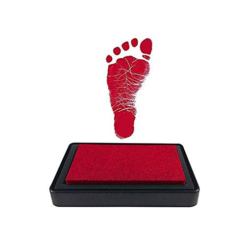 Almohadillas de tinta para huellas y huellas de bebé, kits de impresión, kit de impresión de patas, almohadilla de tinta para bebés, no tóxica, segura fácil de lavar, recuerdo de marco de fotos (rojo) Cover