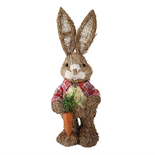 TETHYSUN Stehender Hase, Strohhase Osterhase stehender Strohhase mit Karotte, Hasenfigur, Dekoration für Zuhause, Büro, Tischplatte Cover