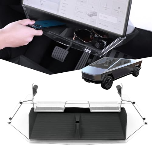 Zrolenca Under Screen Storage Box for Tesla Cybertruck 2024 2025 - Center Console Organizer with Compartment & Non-Slip Design Compatible with Cybertruck Accessories