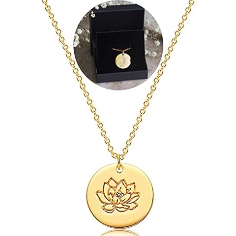 SIGONNA Birth Flower Necklace for Women - Coin Pendant Necklace - Necklaces Month Flower - Gold Chain Dainty Necklace Cover