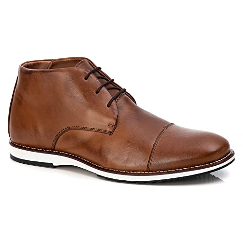Sapato Bota Cano Baixo Oxford Casual Masculino Brogue Premium Couro Confort Andora cor:Marrom;Tamanh