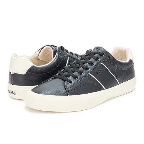 Image of BOSS Men's Aiden Logo Block Leather Low Top Sneakers