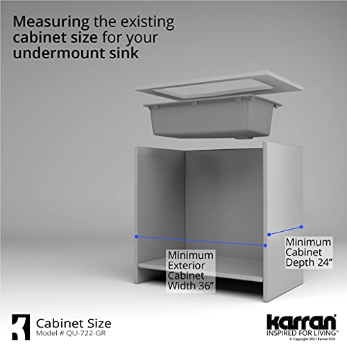 Karran Undermount Quartz Composite 33 in. Single Bowl Kitchen Sink & Color Matched Basket Strainer in Grey