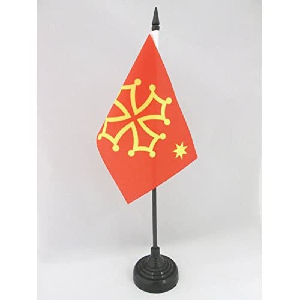AZ FLAG, Occitania with star Table Flag 4'' x 6'', occitan Office Mini Banner 100% Polyester 15 x 10 cm
