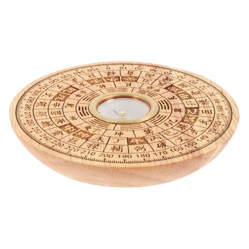 Brújula Feng Shui de Madera con Escala de Grados, Compacta, Redonda, Madera de Durazno miniatura 1
