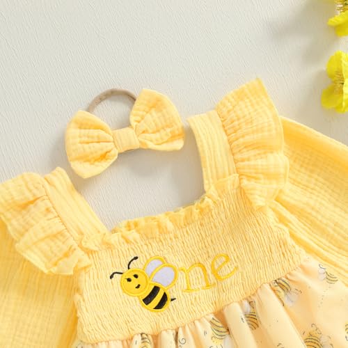 FYBITBO Baby Girl One Birthday Outfit Floral 1st Birthday Cake Smash Romper Dress Sleeveless Onesie Birthday Clothes3