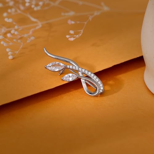 Image of GIVA 925 Silver Curvy Leaf Brooch For Him| Gifts for Men and Boys| With Certificate of Authenticity and 925 Stamp | 6 Months Warranty