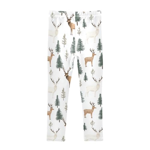 Trees and Elk Girls Leggings,Workout Leggings for Girls Toddler Athletic Legging Size for 3-10T2