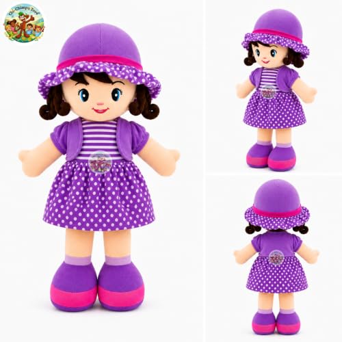 Image of Purple Curly Doll 40cm | Soft Plush Doll for Girls