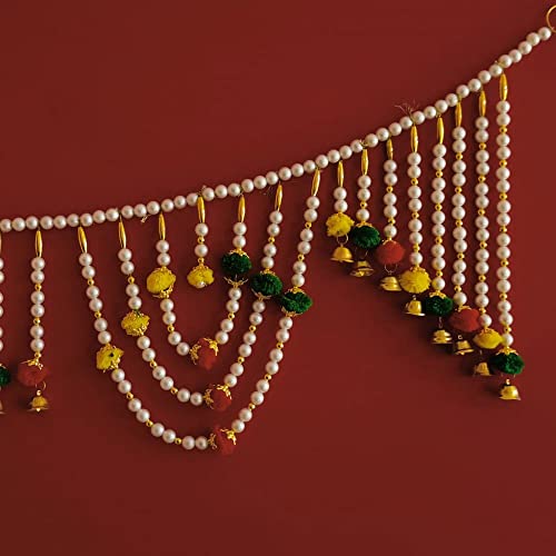 Image of Handmade Door Hanging Round Moti Style Bandarwal Toran (TMR-09) -Diwali New Year Inauguration Wedding Festival Home Decor Pooja (40 Inch X 6 Inch)
