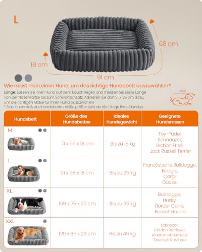 FEANDREA Hundebett, großes orthopädisches Hundekörbchen, 91 x 68 x 20 cm – Ansicht 6