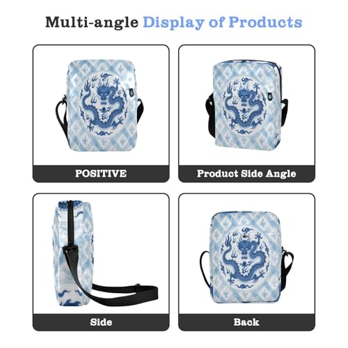 messenger bag for men men shoulder bag cross body purses for women Adjustable Strap for business business- Auspicious Dragon Porcelain4