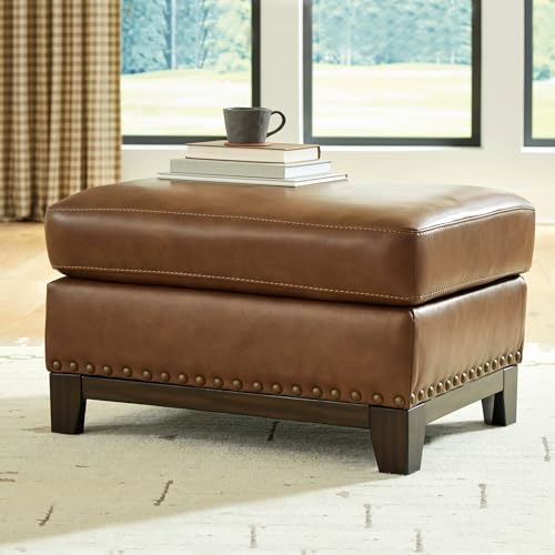Image of Signature Design by Ashley Brendola Leather Ottoman, Amber, No Assembly