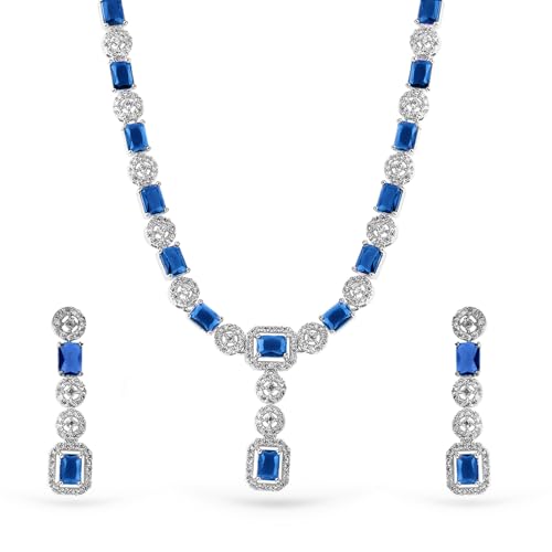 Image of Rubans American Diamond Zirconia Necklace Set Stylish Jewellery Gift for Women & Girls