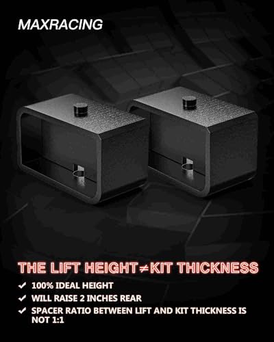 Image of 2.5 inch Front + 2 inch Rear Lift Blocks for Silverado Sierra 1500 Square U Bolts | 2007-2019 Chevy Silverado 1500 & GMC Sierra 1500 2W /4WD, 2.5 inch Front Leveling Kit, 2 inch Rear Lift Block, Extended Square U-Bolts