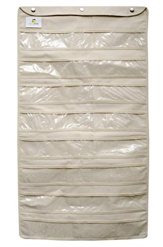 HomeStrap Cotton Canvas 32 Pocket Hanging Jewelry & Accessories Organizer