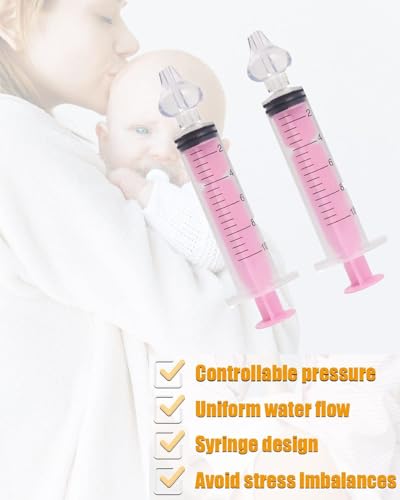Image of Syringe Nasal Irrigator,10ml Nasal Irrigator Portable Infant Nose Cleaner Nose Aspirator for Baby Fast All Natural Relief-Nasal Irrigation /Nasal Spray（Pink）