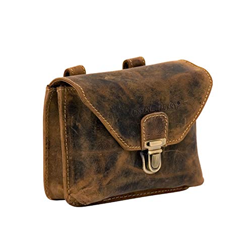 Preisvergleich Produktbild GreenBurry Gürteltasche quer Rind-Leder Bauchtasche Hüft-Tasche 1754 braun