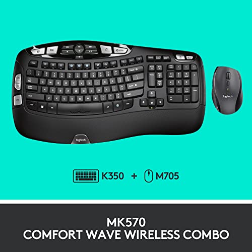 Logitech Mk570 Wireless Wave Keyboard And Mouse Combo, Black #TOP1