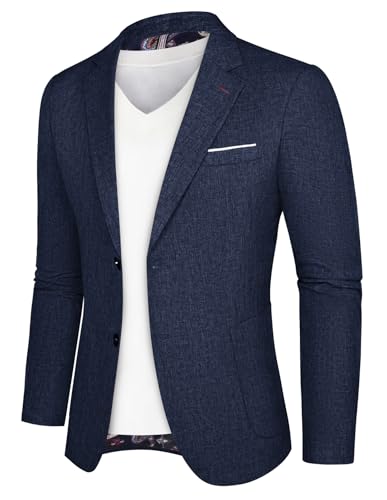 PJ PAUL JONES Herren Sakko Sportlich Modern Anzugjacke Regular Fit Jackett Blazer für Business Hochzeit (Marineblau, M)