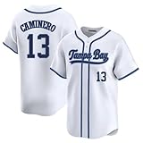 Custom Mens/Women/Youth Tampa White Junior Caminero Baseball Stitched T-Shirt for Sports Fan