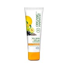 Organic Harvest Sunscreen SPF 60 For All Skin Type | For Women & Men with Blue Light Technology, Protects From Harmful UVA & UVB Rays | 100% American Certified Organic, Sulphate & Paraben Free - 100gm