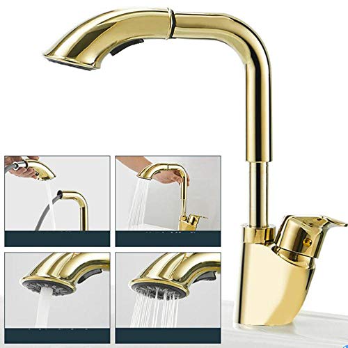 Mitigeur de lavabo rotatif 2 types de sortie d'eau robinet télescopique eau chaude froide - 3