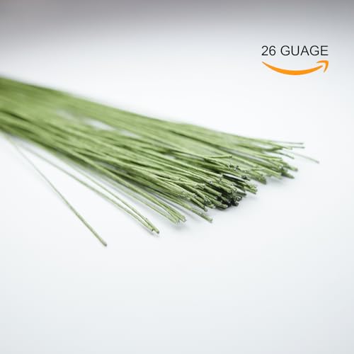humyeam 120 Pcs Floral Wire, 26 Gauge Green Florist Wire - 15 Inch for Crafts, Bouquet Stem Wrapping, Wreath Making, Flower Arrangement Supplies - Thumbnail 3