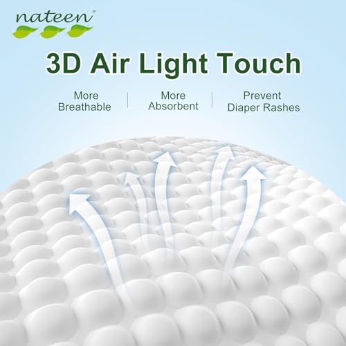 Image of Nateen Premium Baby Diapers, Overnight Use Disposable Diapers for Sensitive Skin, Ultra Thin Diapers with Comfortable Fit. (Size 3 (Medium), 144, Count), White
