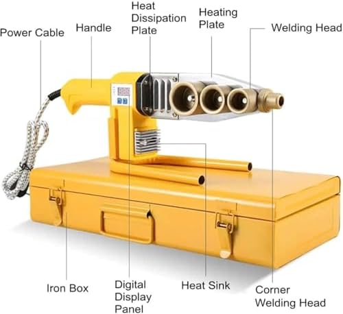 Welding Machine Kit, 1000W Digital Display Hot Melt Pipe Welding Machine with 20-63mm Welding Head for Plastic Pipes