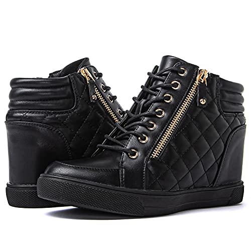 GLOBALWIN Women's Ankle Boots Black Wedge Sneakers For Women 8.5M - image 2