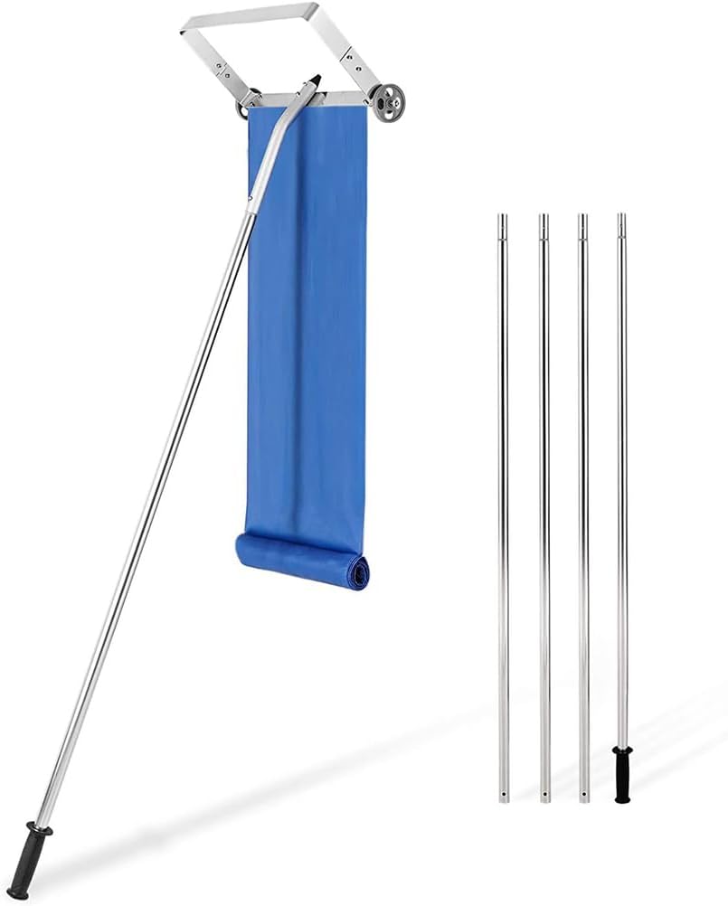 Outdoor Roof Snow Rake, 20FT Telescoping Roof Rake, Aluminum Roof Snow Removal Tool, with Wheels, Square Head, Non-Slip Handle, for Home House Window RV