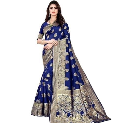 Image of Women's Kanjivaram Ptinted Soft Silk Banarasi Saree With Unstitched Matching Bloue Piece | Saree for Women