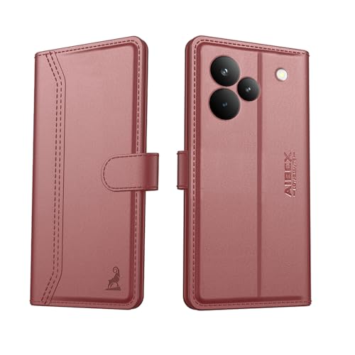 Image of AIBEX Compatible for Realme P4 Pro 5G Flip Cover Leather Finish with Magnatic Closure | Inside TPU with Card Pockets | Wallet Stand | Complete Protection Flip Case - Brown