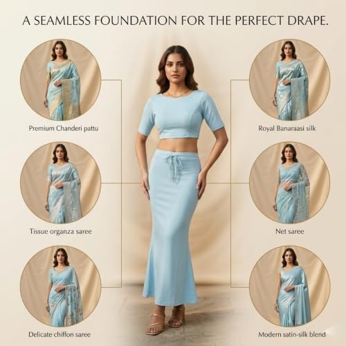 Image of Women's Saree Shapewear - Slim Fit Stretchable Petticoat for Sarees | Comfortable Waistband | Body Shaping Underskirt