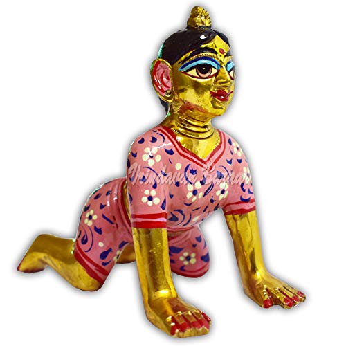 VRINDAVANBAZAAR.COM Messing Zittend Radha Rani Murti/Idols met complete schilderij/maat 2; Hoogte 5,1 cm | Showpiece… - Image 3