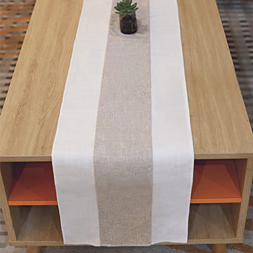 Eulond Tischläufer, Einfacher Landhausstil, Waschbar Tischband aus Zweifarbige Nähte, edle Tischdeko für Geburtstage & Hochzeiten, 30cm x 180cm 1