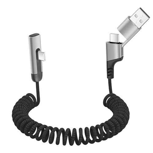YACSEJAO Kit adattatore per cavo di ricarica multi USB C a spirale, multi-tipo USB, convertitore portatile con adattatore iOS/Micro USB/USB A (nero YACSEJAO Kit adattatore per cavo di ricarica multi USB C a spirale, multi-tipo USB, convertitore portatile con adattatore iOS/Micro USB/USB A (nero