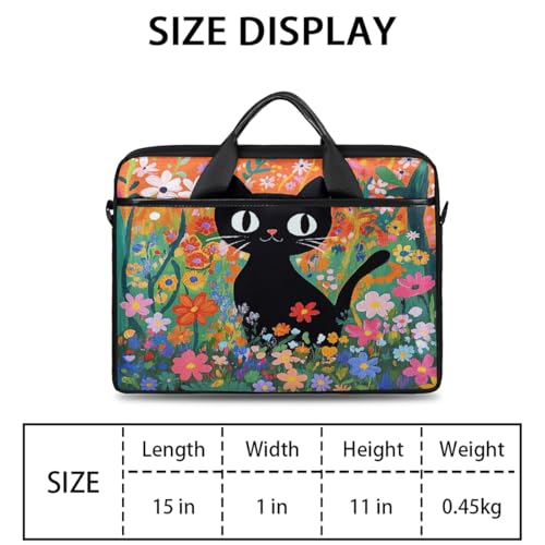 Bolso para portátil negro con flores, 15 pulgadas miniatura 2