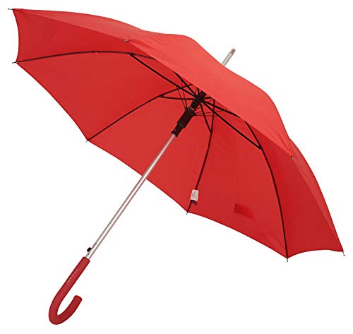TAHARI Automatic Open Aluminum Shaft Rubberized Grip Handle Umbrella (Red)