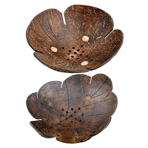 WOFASHPURET 2pcs Coconut Shell Bowls Natural Decorative Candy Snack Bowls Household Soap Drain Plates Unique Storage Dish Nuts Keys Jewelry More