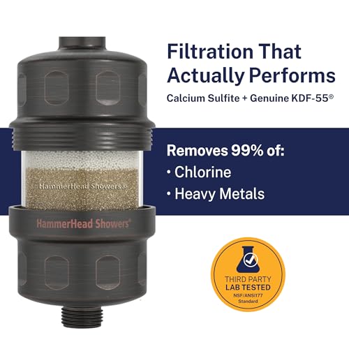 Image of HammerHead Showers Solid Metal Shower Head Filter - KDF 55 Shower Filter, High Pressure Universal Shower Filters to Remove Toxic Chemicals - Removes Chlorine and Heavy Metals - Oil Rubbed Bronze