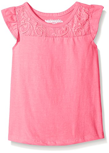 Kidtopia Girls' Flutter Sleeve Tee with Poly Lace Yoke